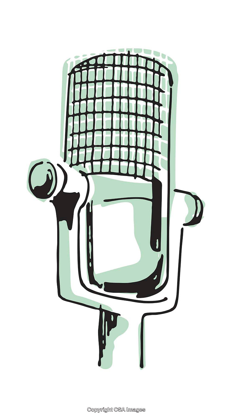 Stylized Illustration of a Retro Microphone in Artistic Design