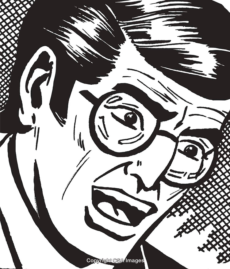 Close-Up Pop Art Style Illustration of a Shocked Facial Expression