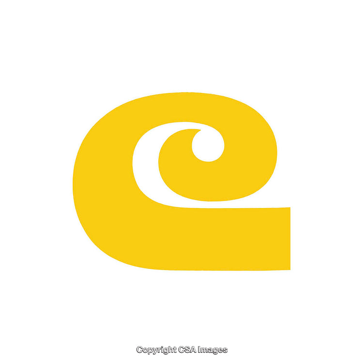 Yellow abstract Letter E Design on a White Background