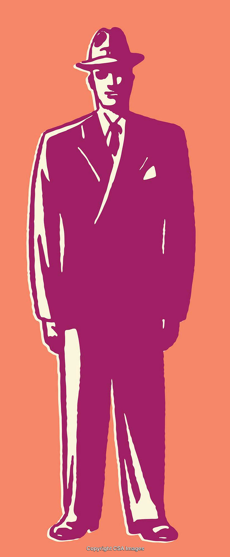 Stylish Man in Classic Suit and Hat in Vibrant Pop Art Design