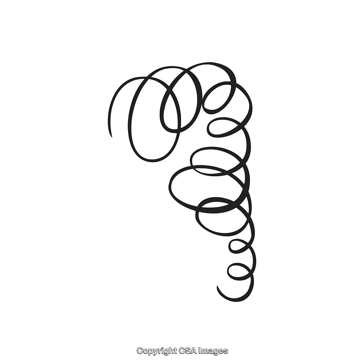 Abstract Black and White Spiral Decorative Ornament Design Drawing
