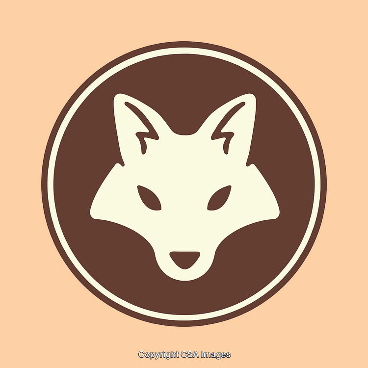 Minimalist Fox Icon Design in Circular Frame with Neutral Colors