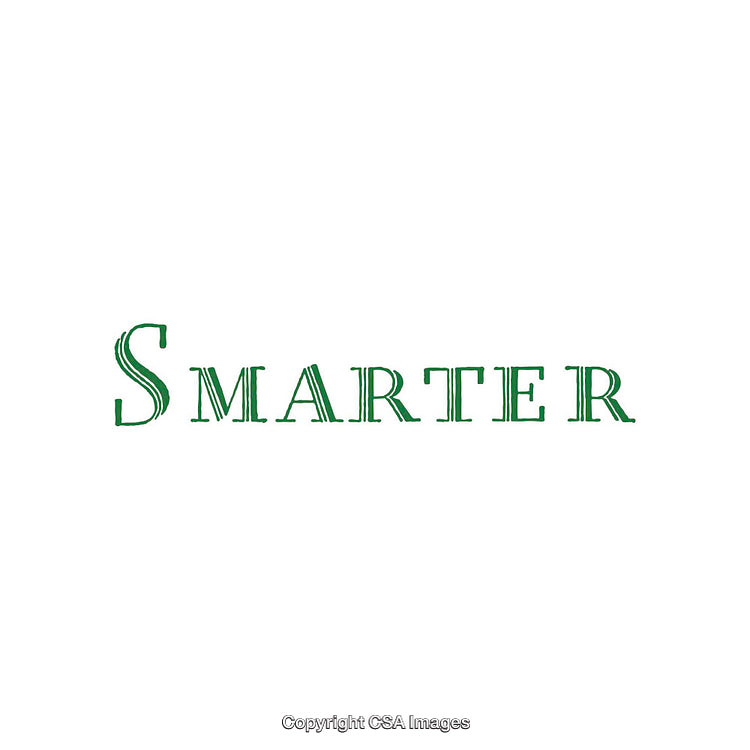 Green Text Displaying the Word Smarter on White Background