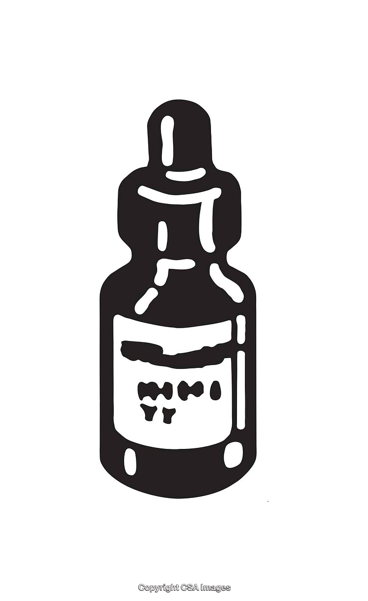 Detailed Line Art Illustration of a Medicine Dropper Bottle