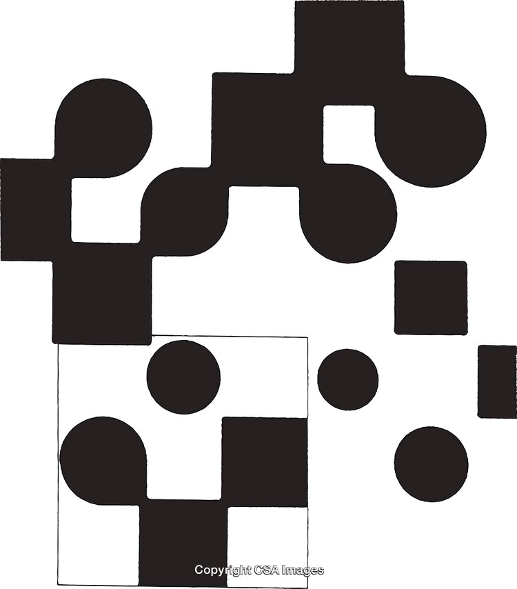 Abstract Black and White Geometric Pattern With Circles and Squares