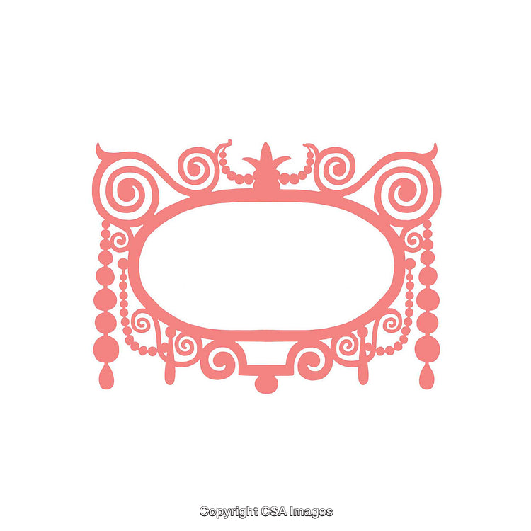 Elegant Ornate Pink Frame Design with Decorative Swirls and Beaded Accents