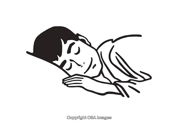 Black and White Line Art of a Person Sleeping Peacefully