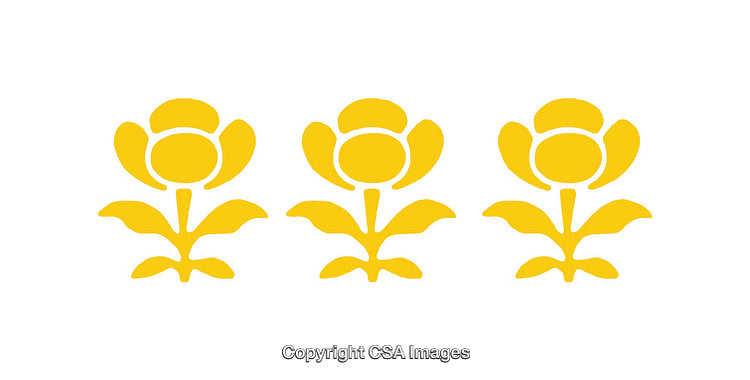 Yellow Flower Icons Aligned in a Minimalistic Trio Design