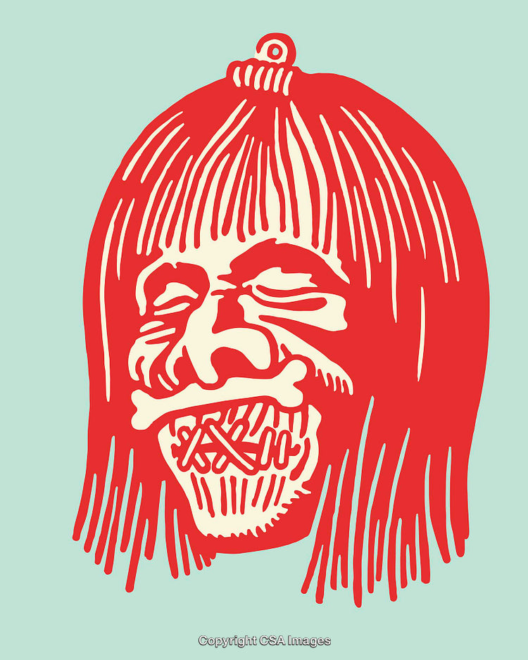 Colorful Line Art Illustration Featuring Abstract Design in Red and White Tones