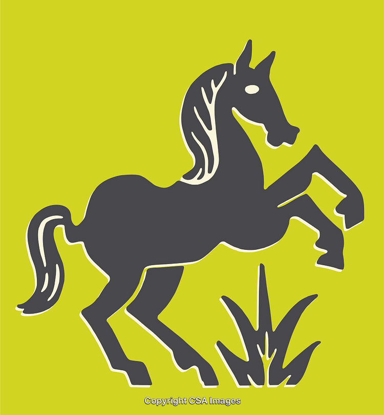 Silhouette of a Horse in a Dynamic Grazing Scene