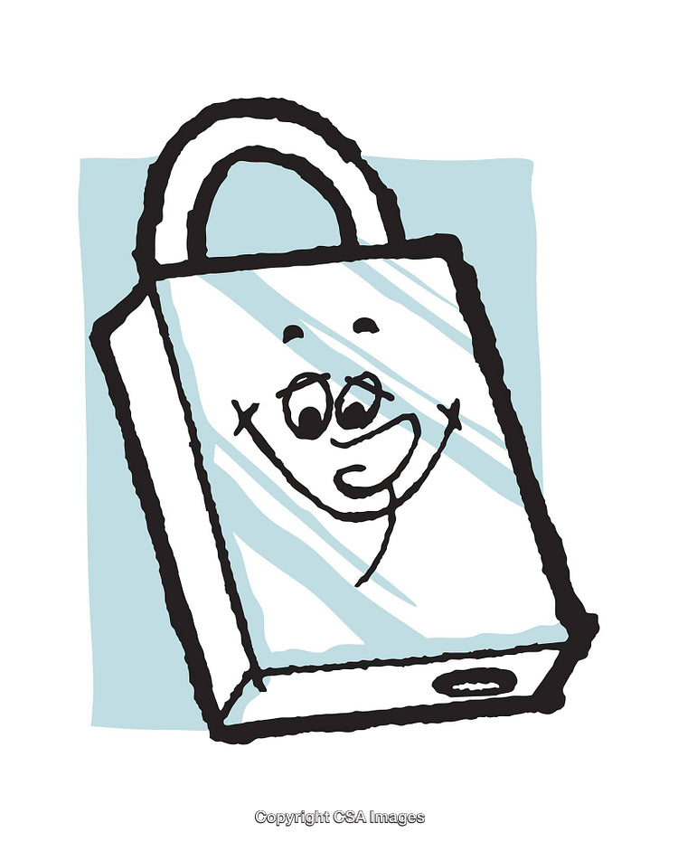 Whimsical Bag Illustration with a Playful Cartoon Face Design