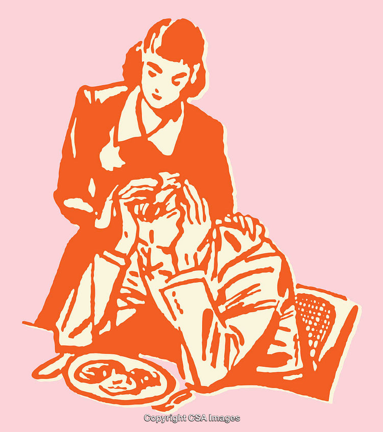 Colorful Line Art of Supportive Moment Between Two Individuals