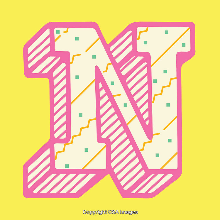 Colorful Artistic Letter 'N' With Fun Geometric Patterns and Bold Design
