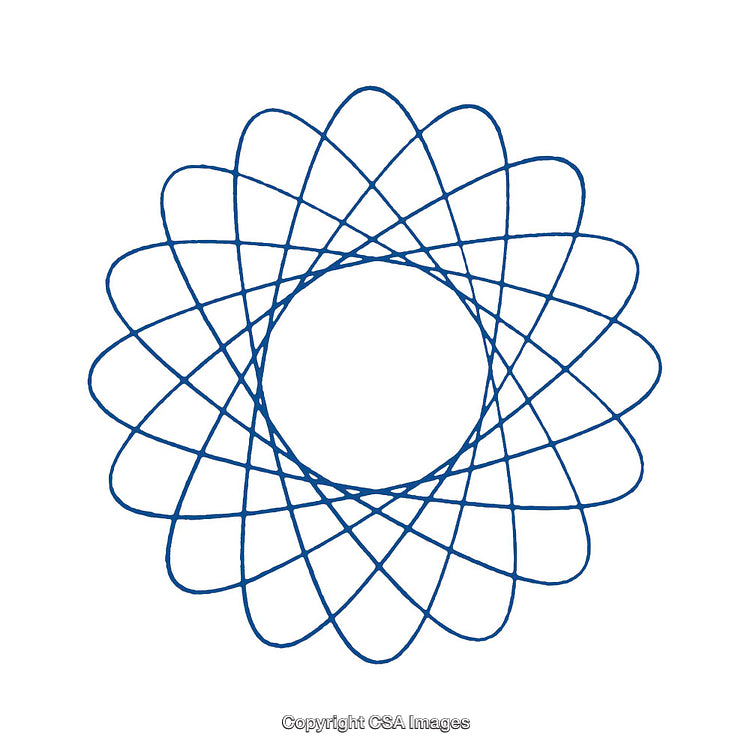 Symmetrical Blue Geometric Pattern with Radiating Circular Design