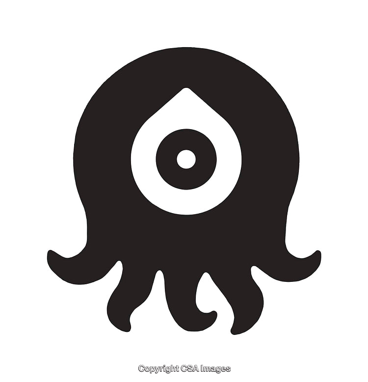 Minimalist Black and White Octopus Icon with Eye Design