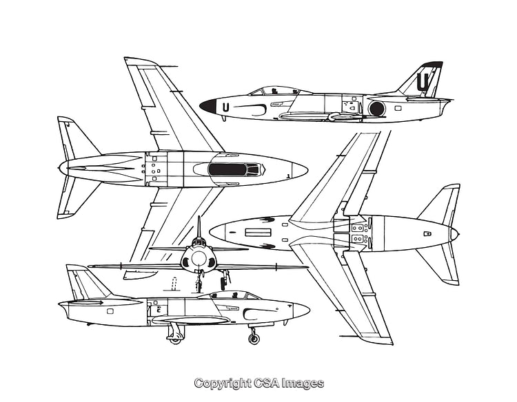 Detailed Black and White Aircraft Diagrams Explaining Views and Details