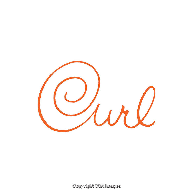 Hand-Drawn Typography With Curl Design in Vibrant Orange Hue