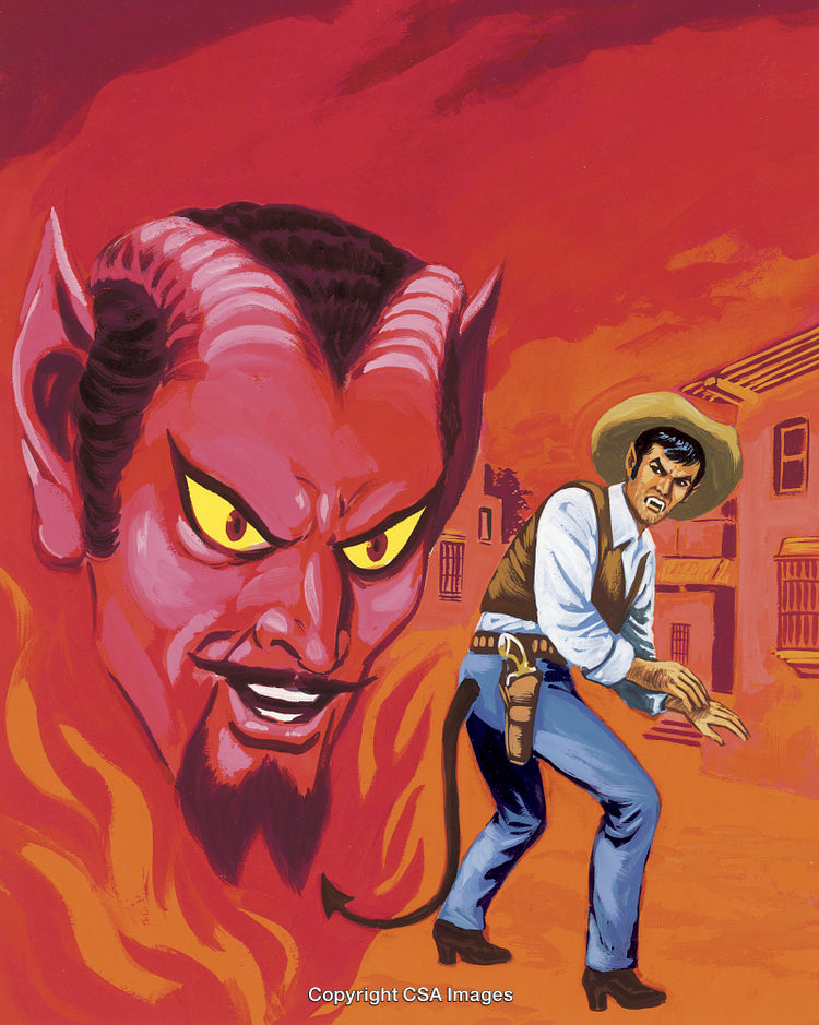 Fierce Wild West Duel With Sinister Demon Over Fiery Desert Town
