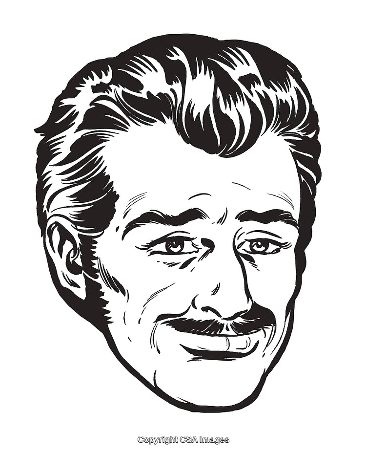 Retro Style Illustration of a Man with Mustache and Confident Expression