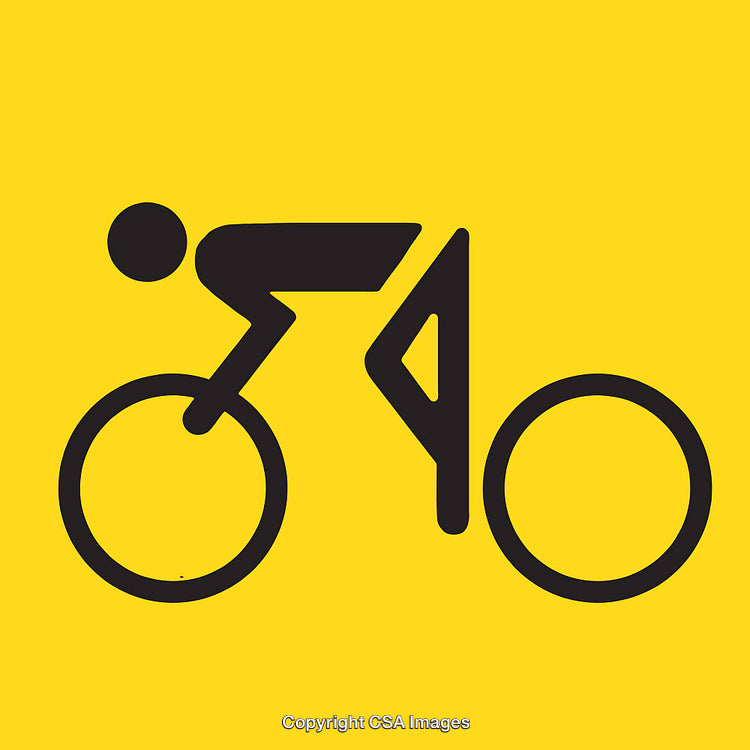 Cyclist Pictogram on Bright Yellow Background