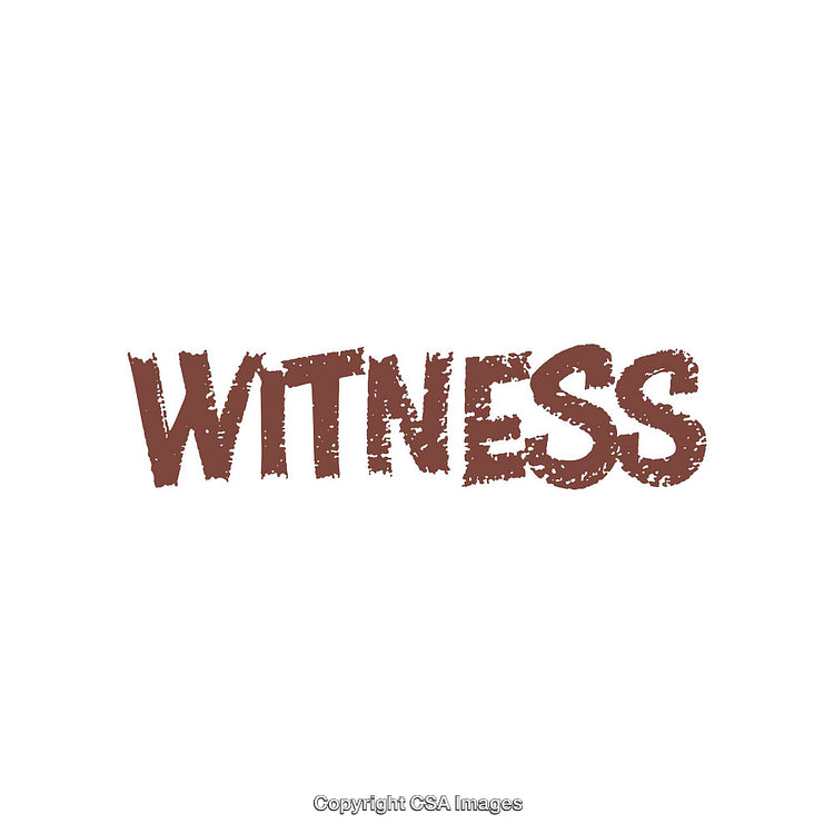 Simple Grunge-Style Text Saying 'Witness' in Brown on White