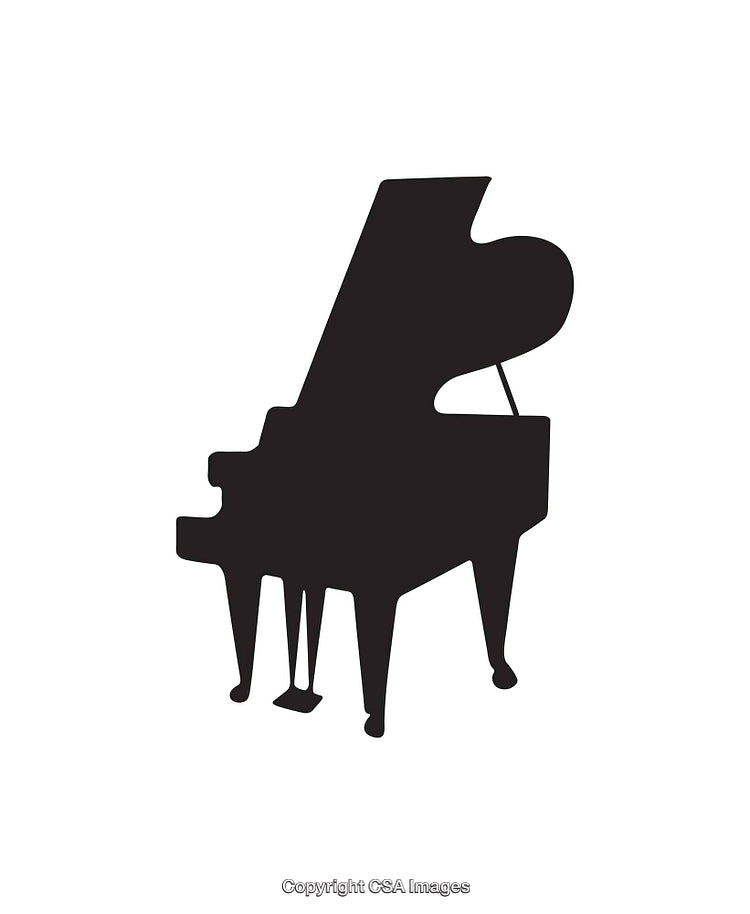 Silhouette Illustration of a Grand Piano in Black and White