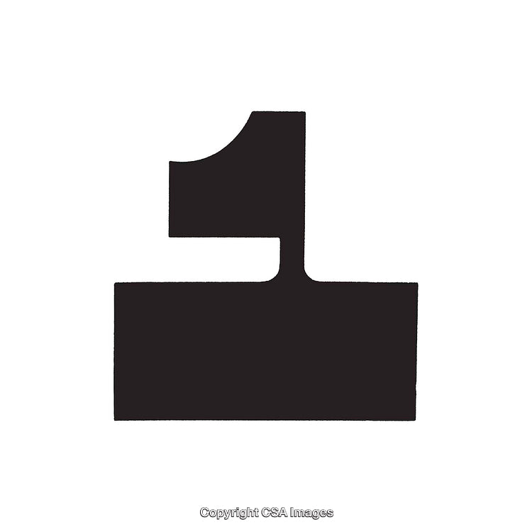 Bold Black Serif Number 1 on White Background