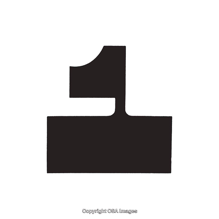 Bold Black Serif Number 1 on White Background