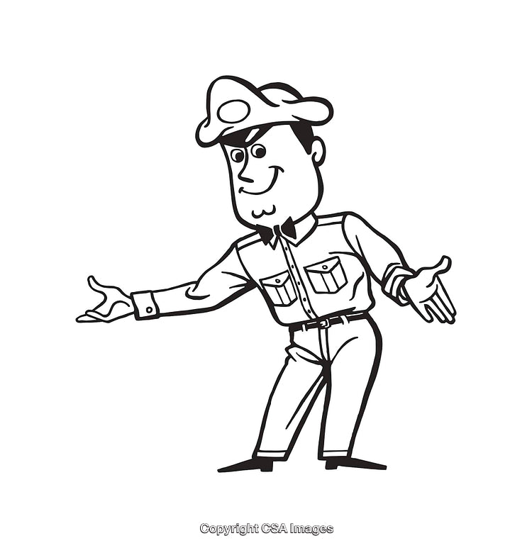 Retro Black and White Cartoon Character in Welcoming Gesture