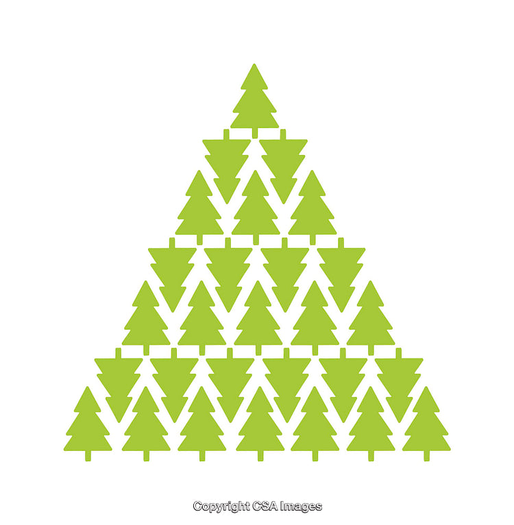 Abstract Green Tree Icons Forming A Symmetrical Pyramid Shape