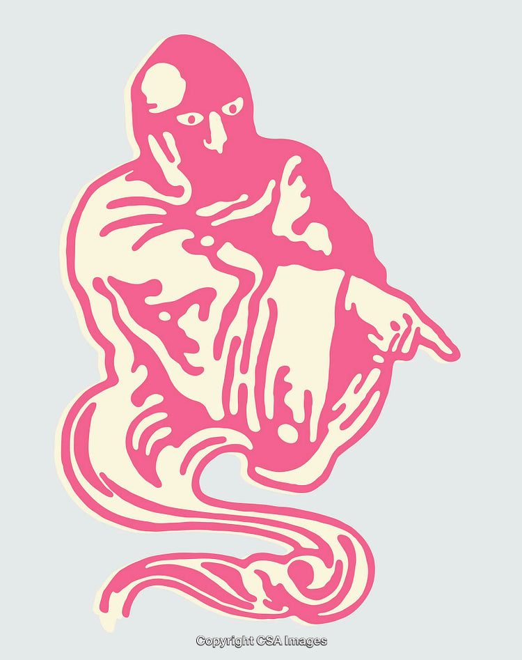 Abstract Pink and Cream Ghostly Illustration on Light Background