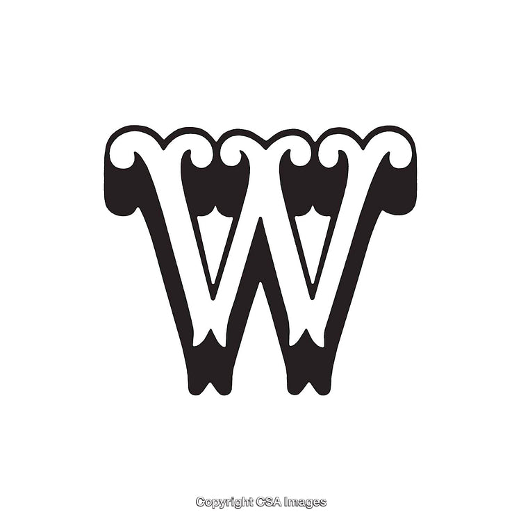 Ornamental Letter W in Vintage Decorative Style
