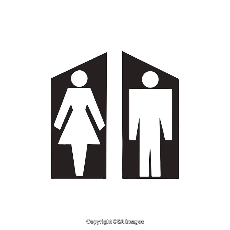 Black and White Male and Female Restroom Icon Symbols
