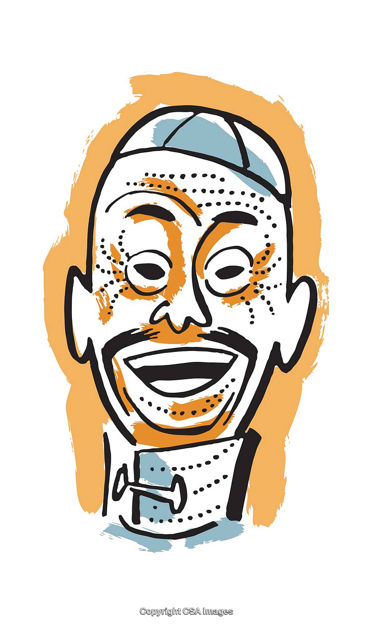 Colorful Abstract Illustration Featuring a Smiling Enthusiastic Face