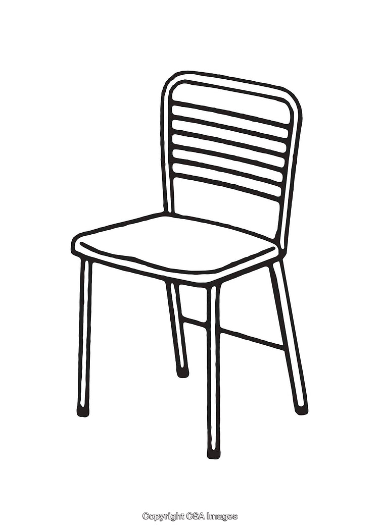 Black and White Line Drawing of a Simple Chair