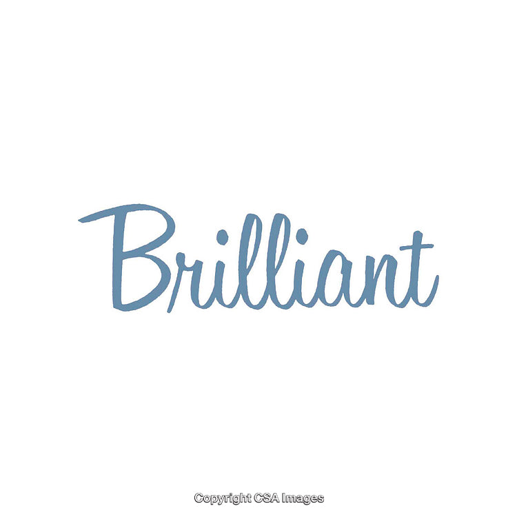 Brilliant Word Design in Stylish Blue Cursive Typography on White Background
