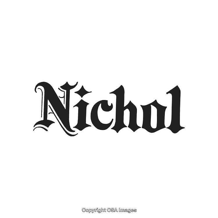 Vintage Gothic Font Black Lettering Symbol on a Plain White Background