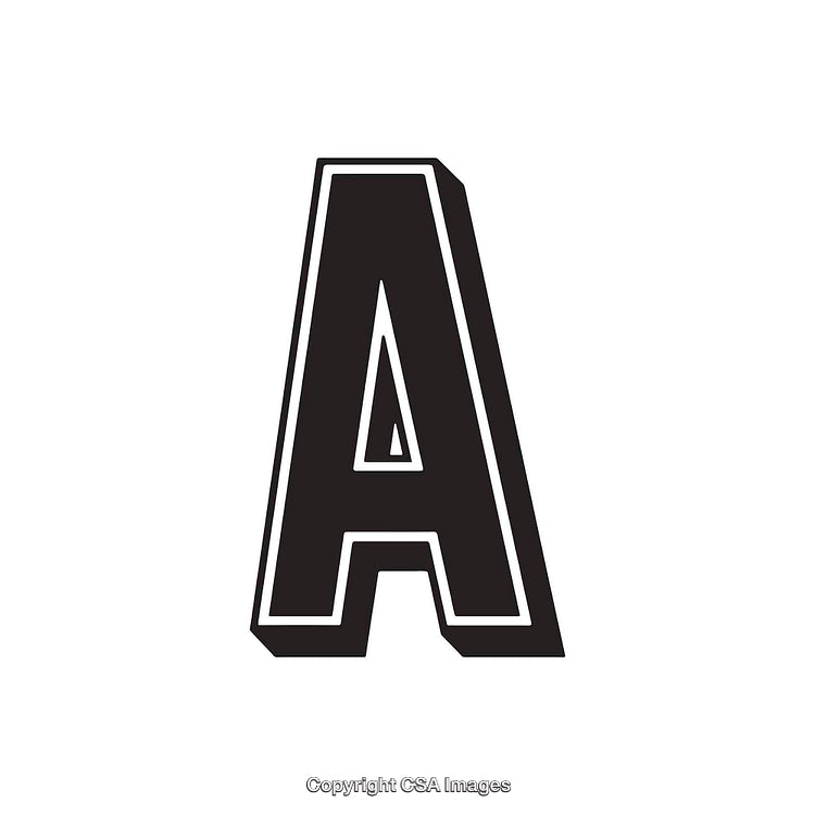 Bold Black Letter A with Modern Typeface on White Background