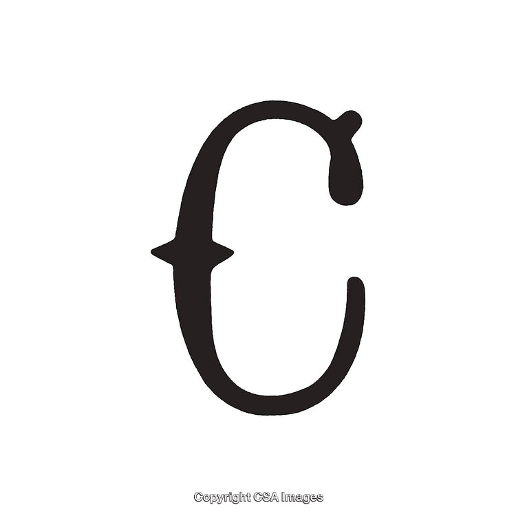 Elegant Calligraphy Letter C in Black on White Background