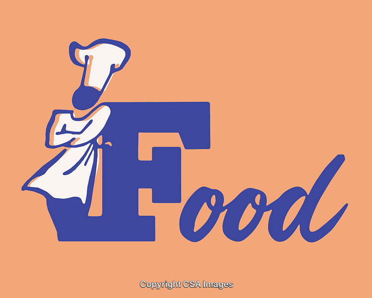 Chef Inspired Graphic Text Illustration in Bold Colors and Minimalist Style