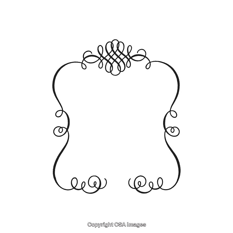 Elegant Black Ornamental Frame with Decorative Swirls and Intricate Design