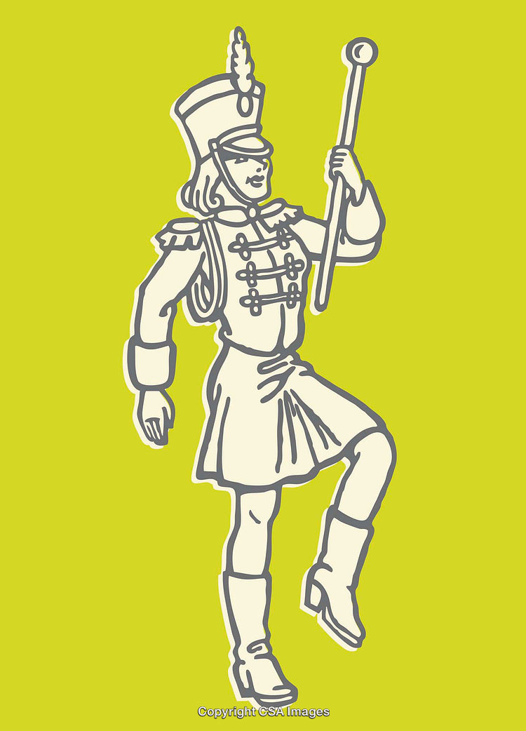 Vector Line Art Illustration of a Majorette in a Uniform