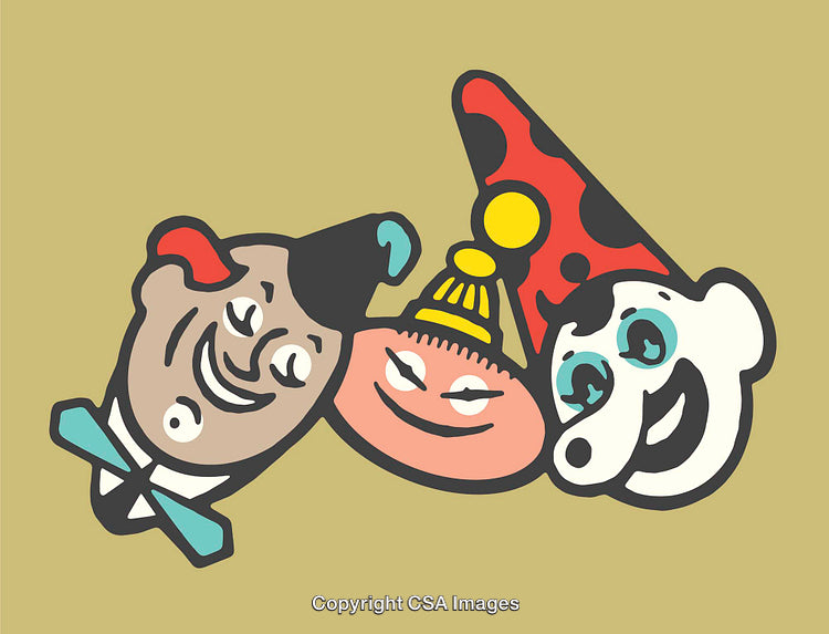 Colorful Retro Stylized Faces in Whimsical Cartoon Art Style