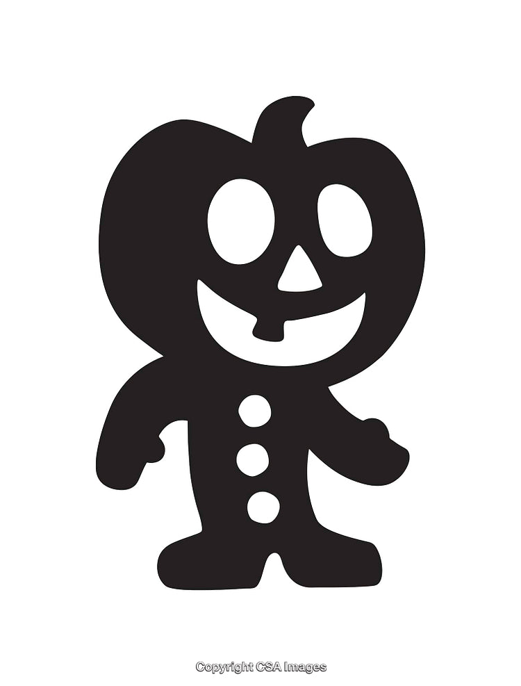 Halloween Pumpkin Character Icon With Smile and Simple Black Design