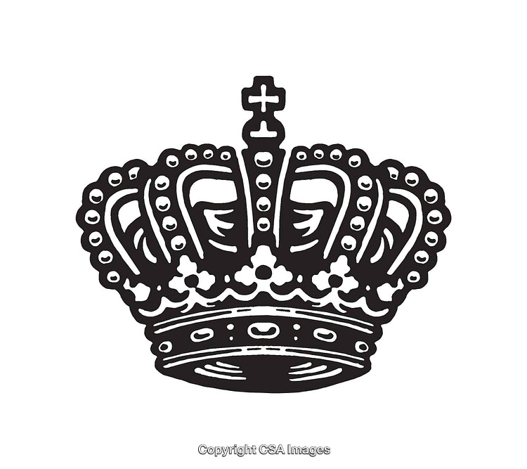 Black and White Crown Line Art Illustration for Design Use