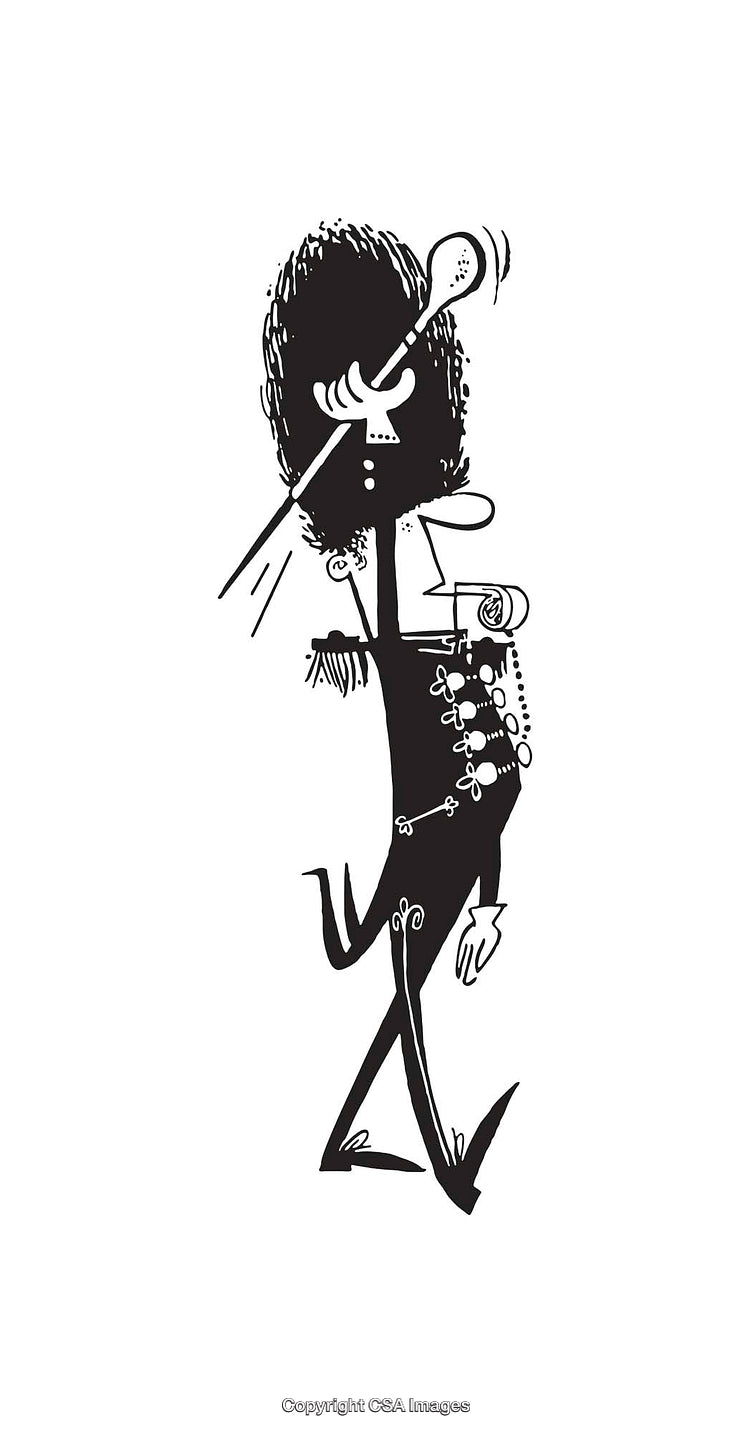 Abstract Black And White Illustration of a Royal Guard Figure