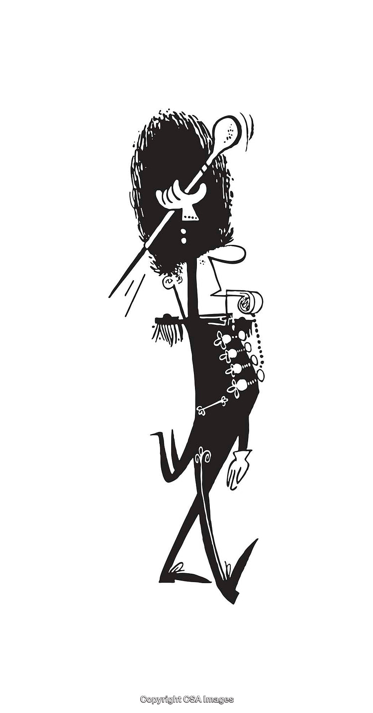 Abstract Black And White Illustration of a Royal Guard Figure