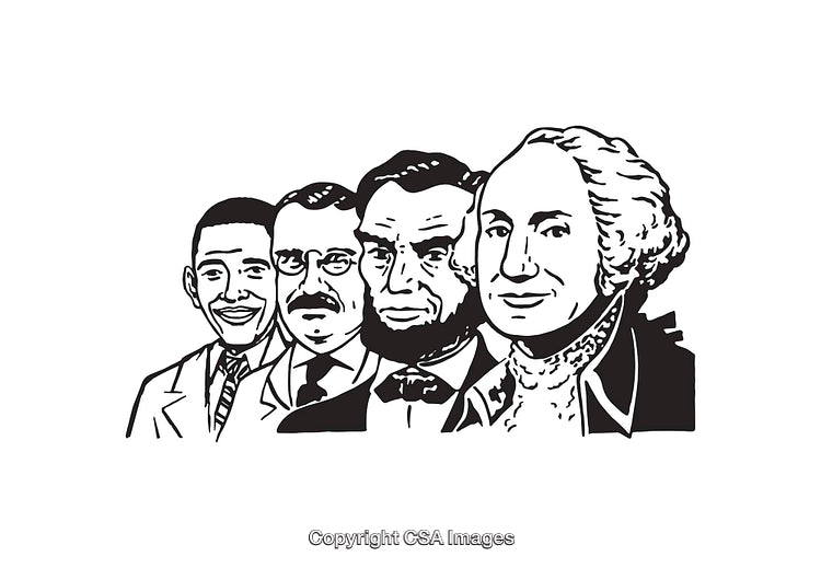 Black and White Illustrations of Famous Historical Figures in Line Art Style