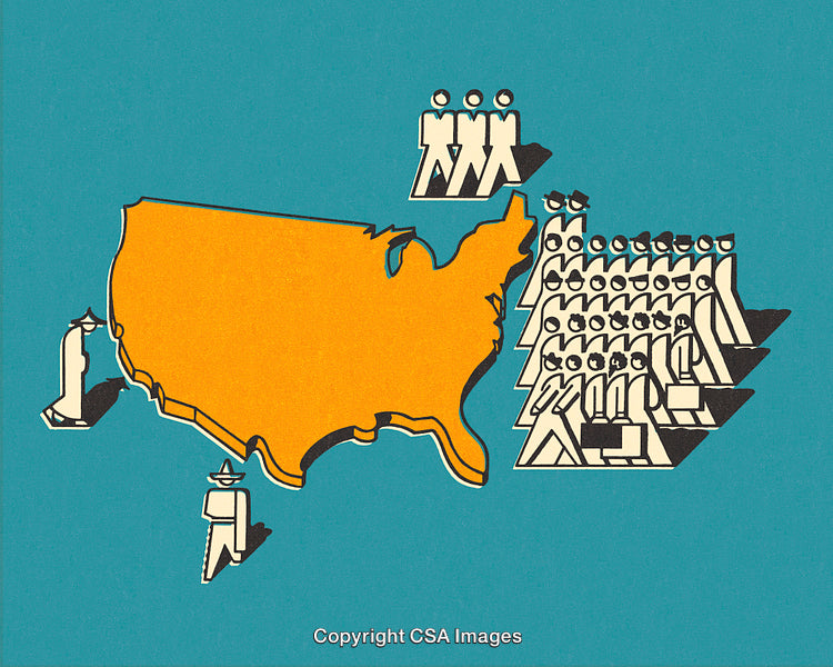 Illustrated Concept of Population Distribution Across the United States