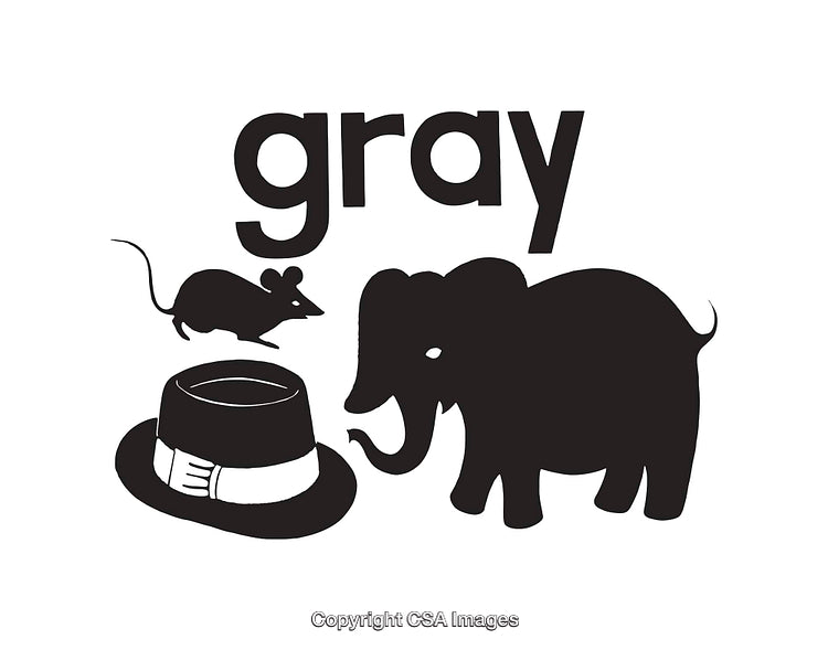 Black and White Line Art Illustrations With Hat, Elephant, and Mouse
